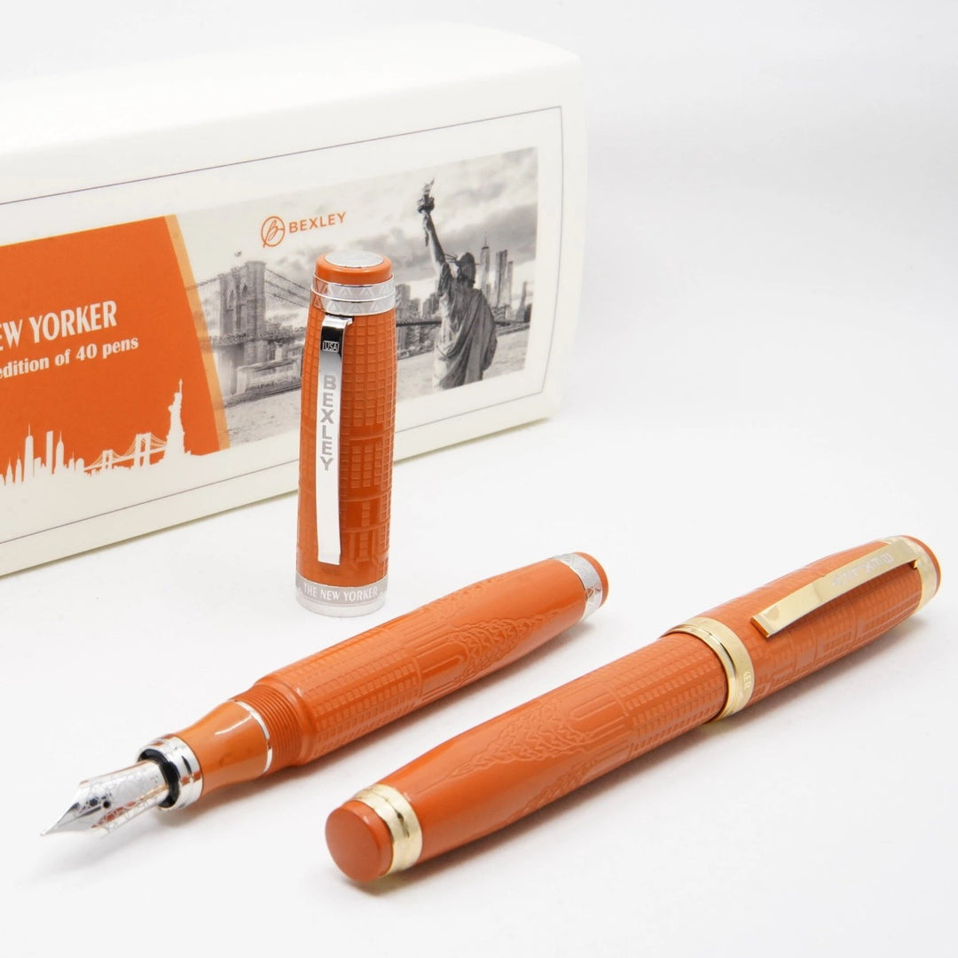 Bexley New Yorker Chrysler Building Chased - Orange Ebonite With Rhodium Trim