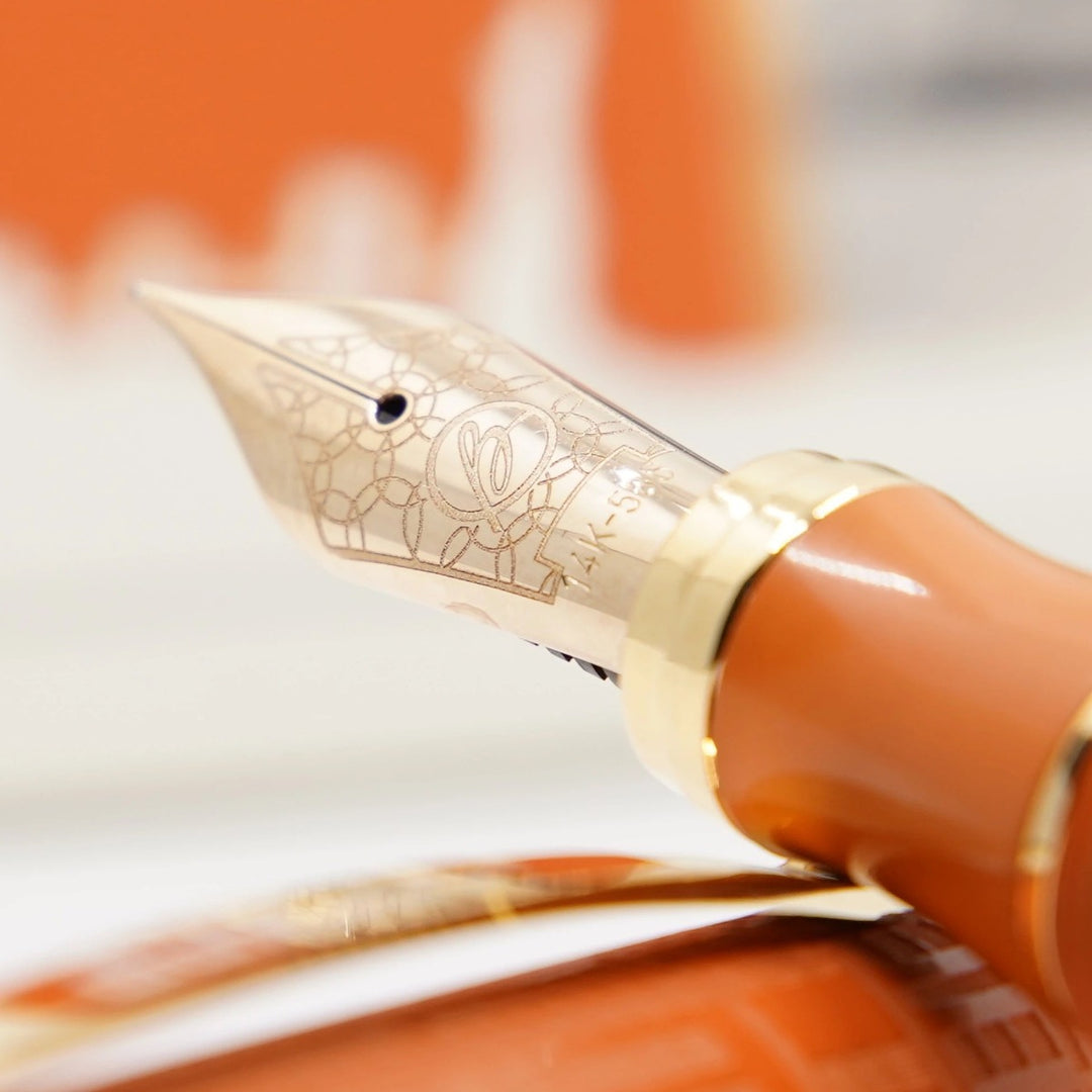 Bexley New Yorker Chrysler Building Chased - Orange Ebonite with Gold Trim