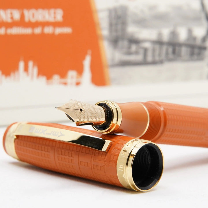 Bexley New Yorker Chrysler Building Chased - Orange Ebonite with Gold Trim
