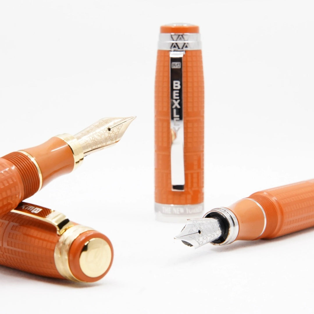 Bexley New Yorker Chrysler Building Chased - Orange Ebonite With Rhodium Trim