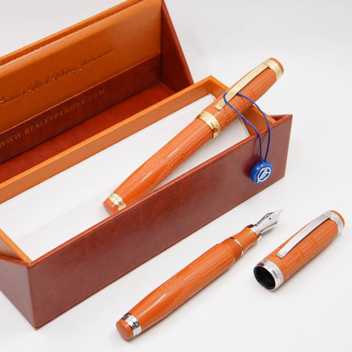 Bexley New Yorker Chrysler Building Chased - Orange Ebonite With Rhodium Trim