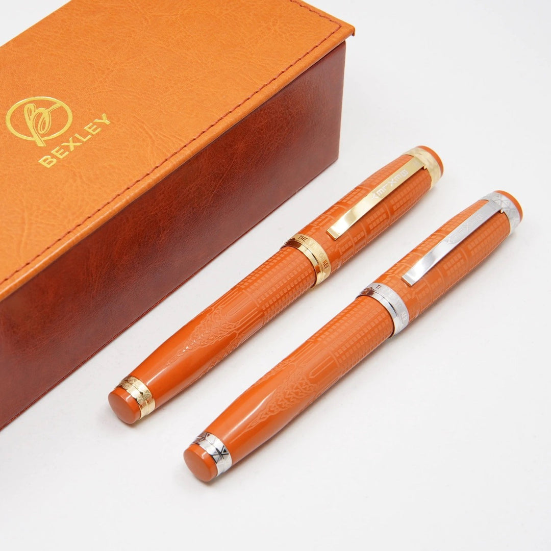 Bexley New Yorker Chrysler Building Chased - Orange Ebonite with Gold Trim