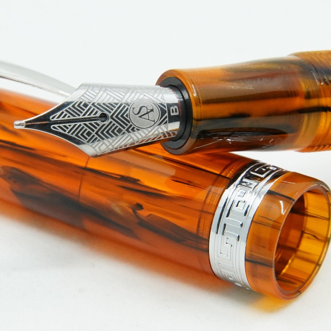 Armando Simoni Club Studio Brown Antelope Fountain Pen - Rhodium Trim