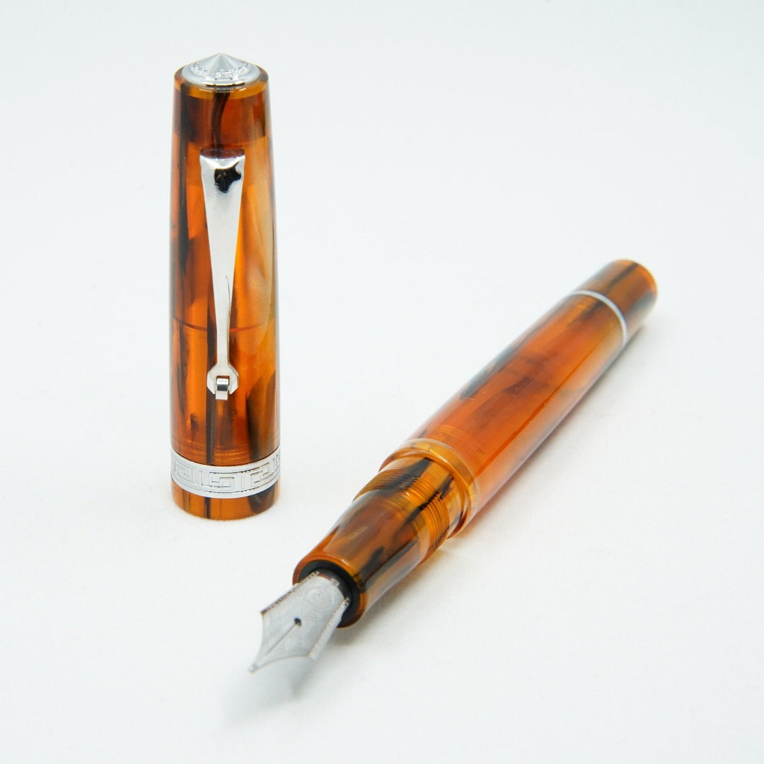 Armando Simoni Club Studio Brown Antelope Fountain Pen - Rhodium Trim