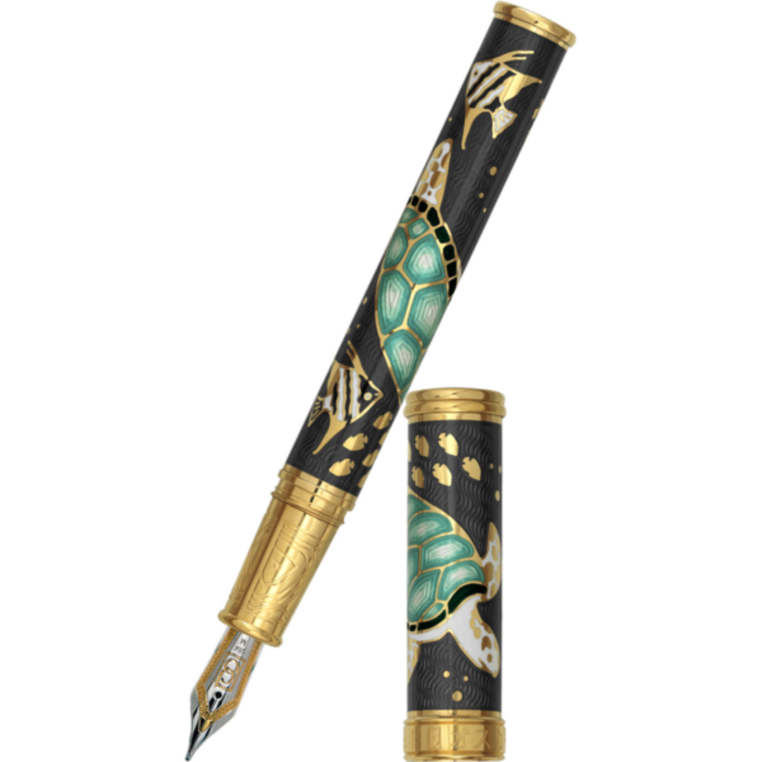 David Oscarson Sea Turtles Fountain Pen - Black