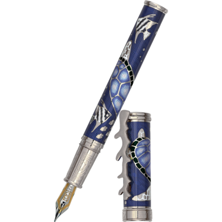David Oscarson Sea Turtles Fountain Pen - Blue