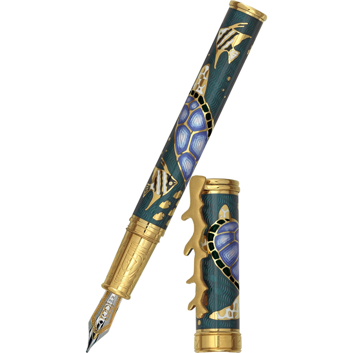 David Oscarson Sea Turtles Fountain Pen - Teal