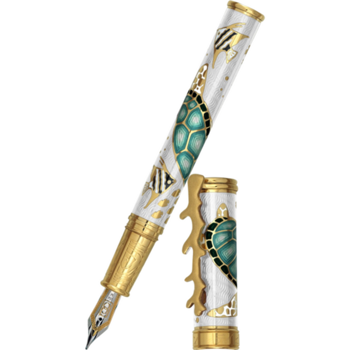 David Oscarson Sea Turtles Fountain Pen - White