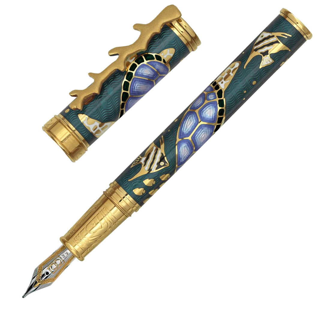 David Oscarson Sea Turtles Fountain Pen - Teal