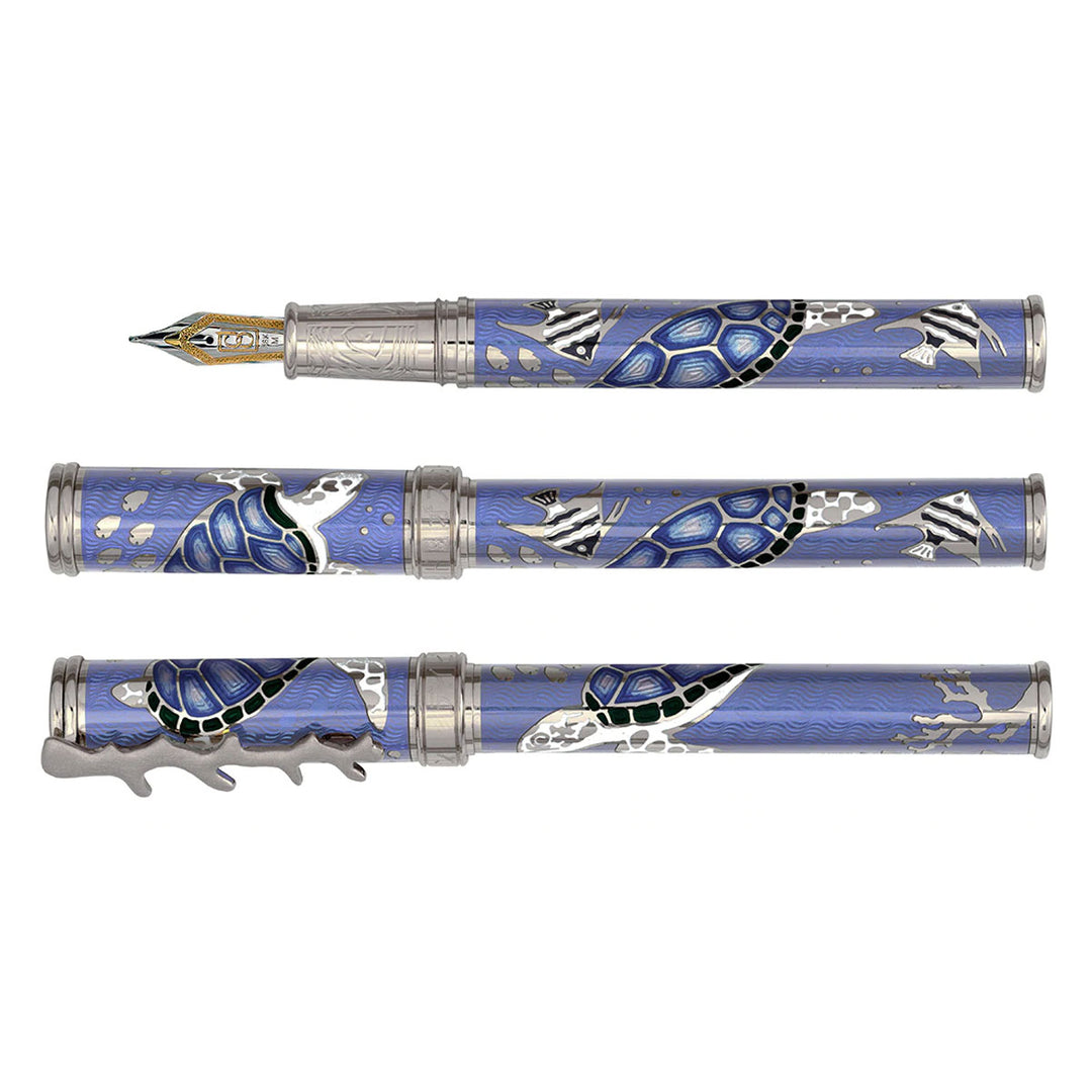 David Oscarson Sea Turtles Fountain Pen - Blue