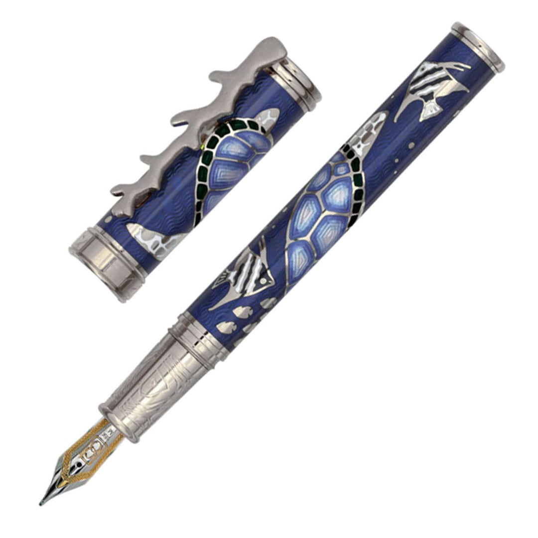 David Oscarson Sea Turtles Fountain Pen - Blue