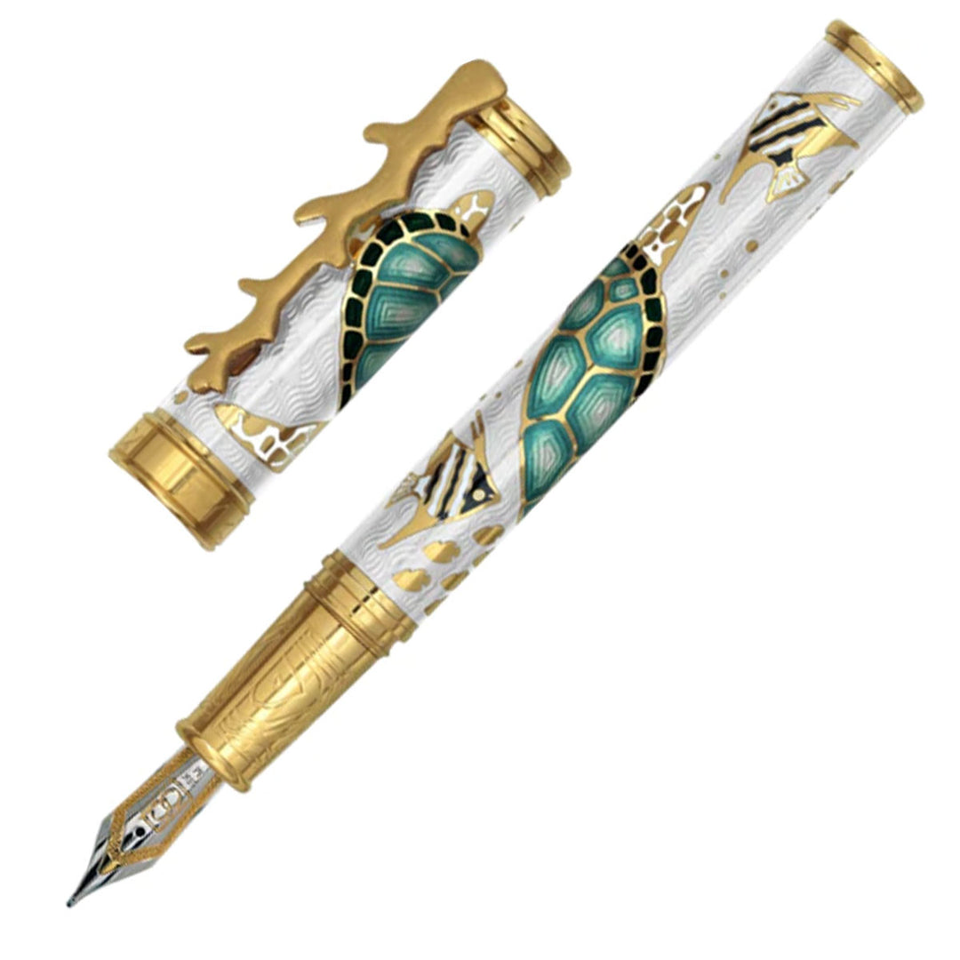 David Oscarson Sea Turtles Fountain Pen - White