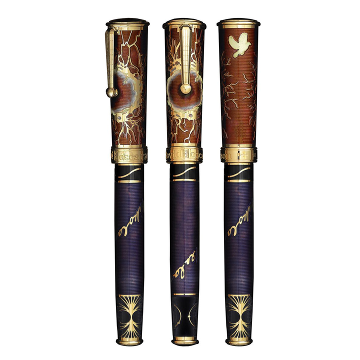 David Oscarson Tesla Fountain Pen - Translucent Red / Deep Purple Gold