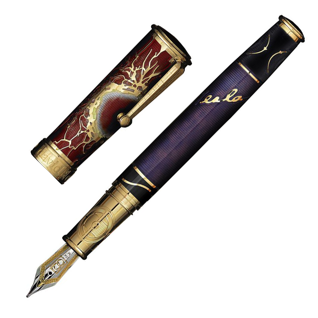 David Oscarson Tesla Fountain Pen - Translucent Red / Deep Purple Gold