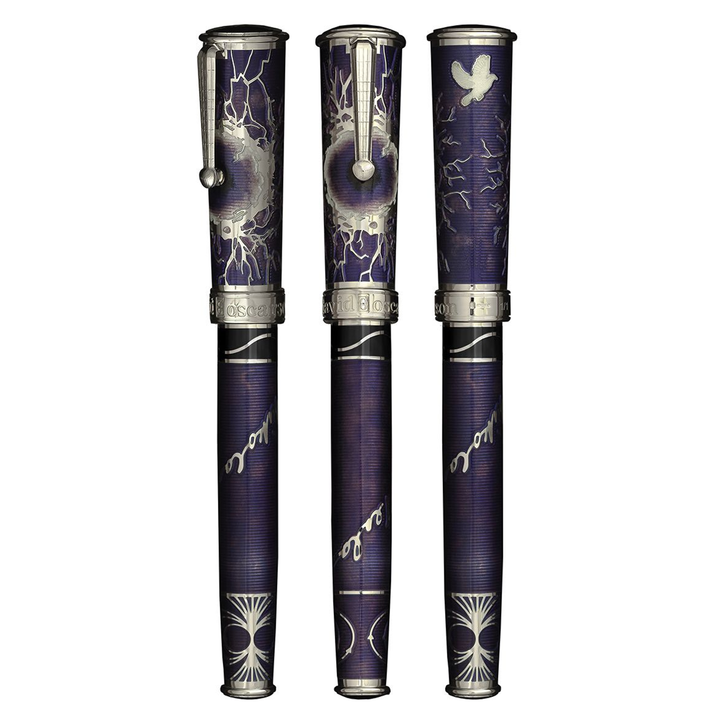 David Oscarson Tesla Fountain Pen - Deep Purple Silver