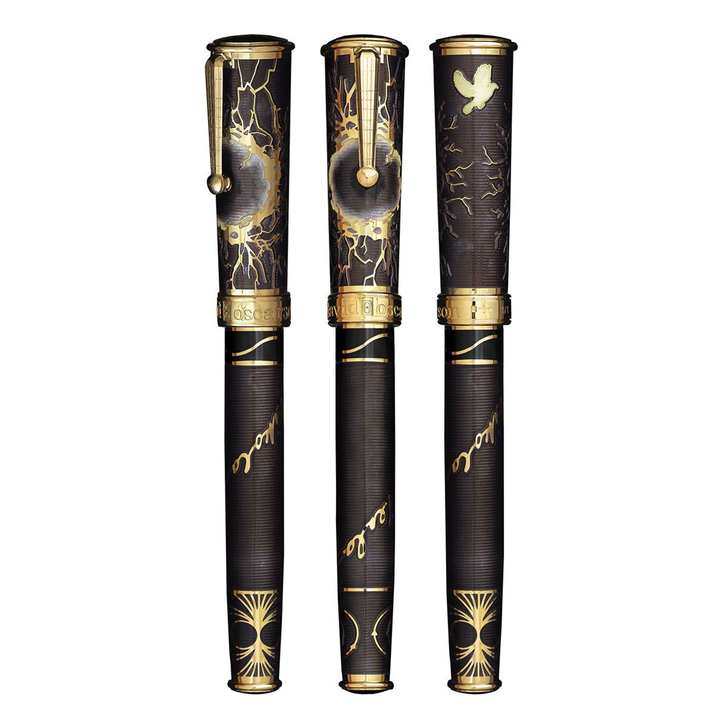 David Oscarson Tesla Fountain Pen - Mossy Black Gold
