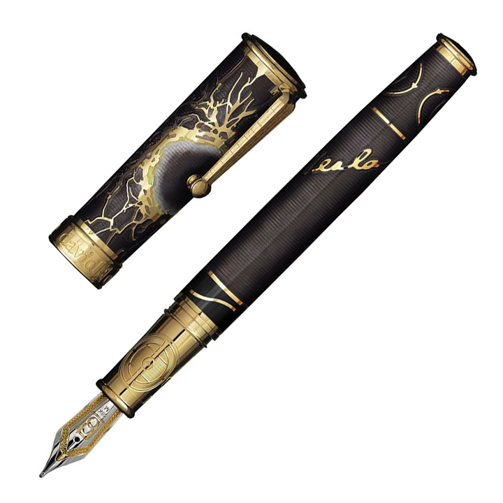 David Oscarson Tesla Fountain Pen - Mossy Black Gold