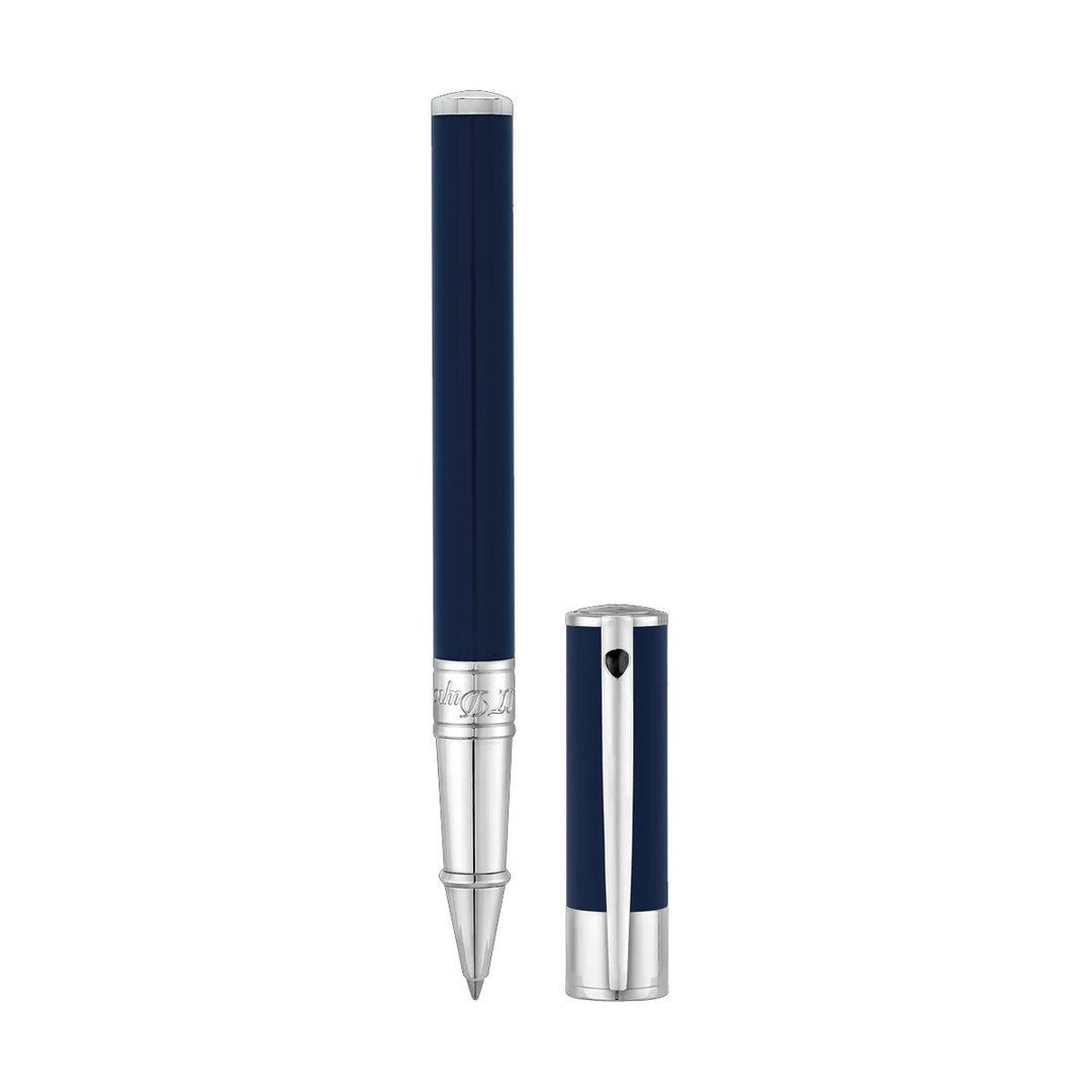 S.T. Dupont D-Initial Rollerball Pen - Blue & Chrome