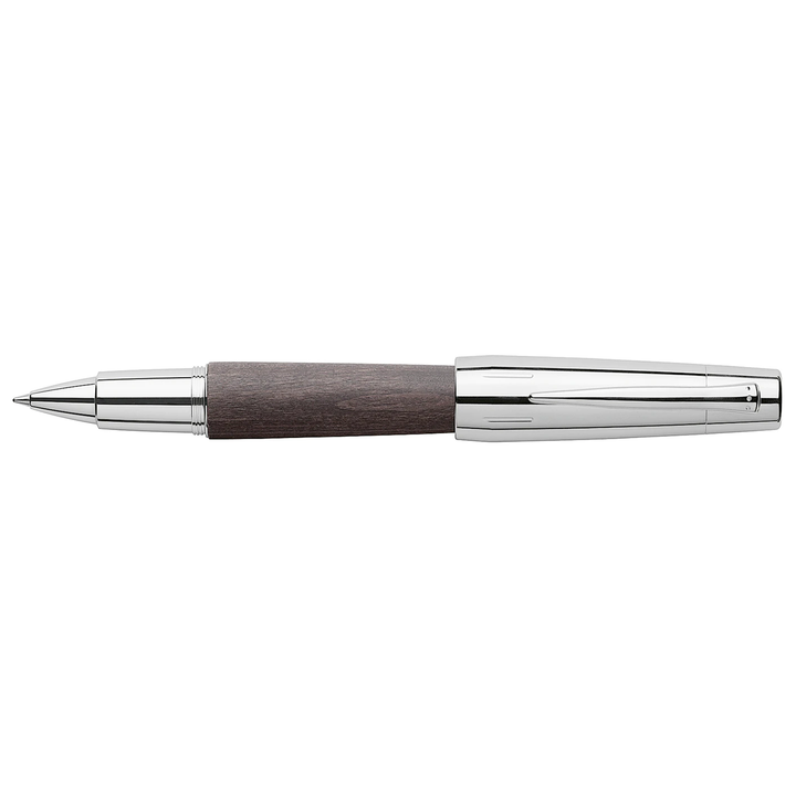 Faber-Castell E-Motion Wood & Polished Chrome-Black Rollerball Pen