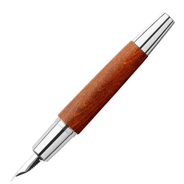 Faber-Castell E-Motion Wood & Polished Chrome-Brown Fountain Pen