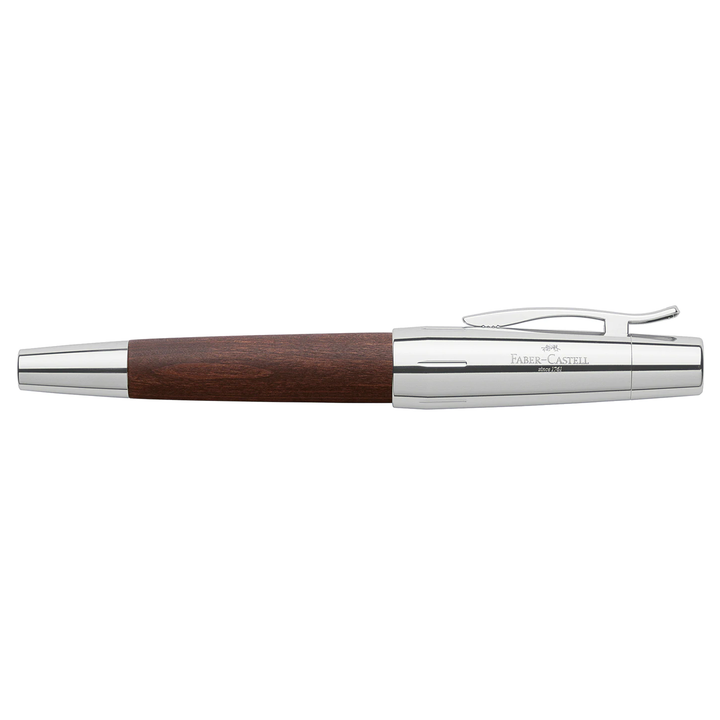 Faber-Castell E-Motion Wood & Polished Chrome-Dark Brown Fountain Pen