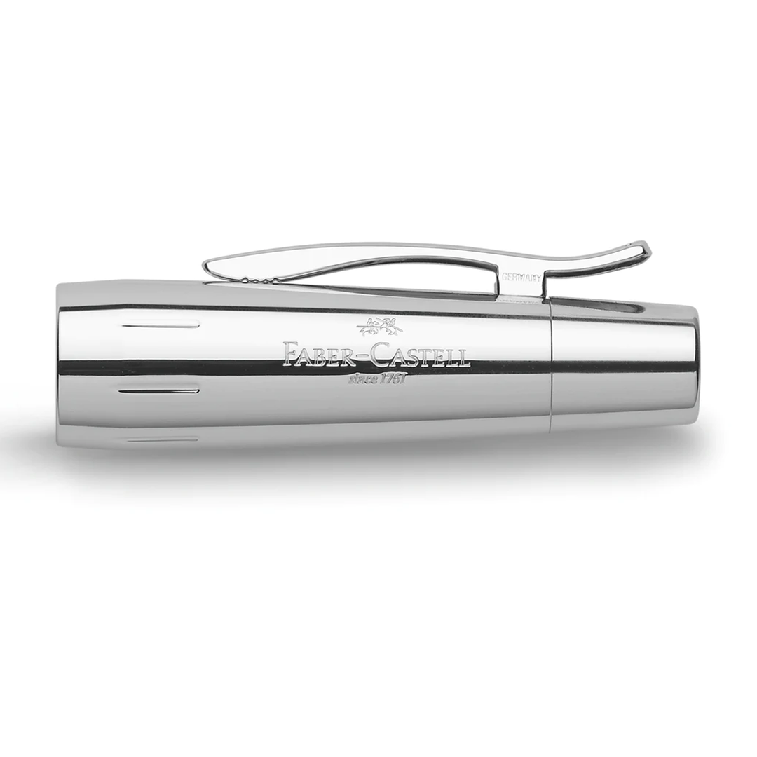 Faber-Castell E-Motion Wood & Polished Chrome-Dark Brown Rollerball Pen