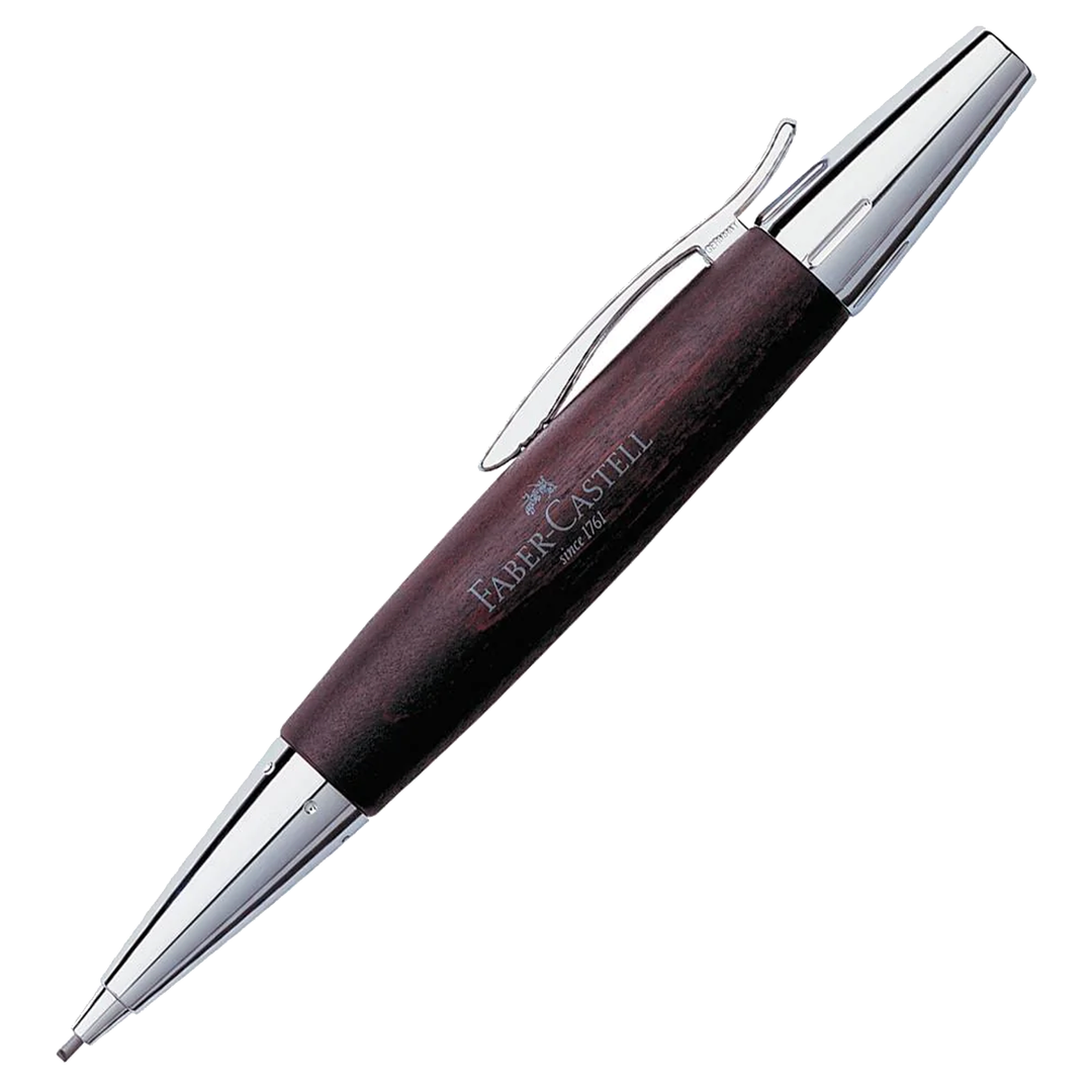 Faber-Castell E-Motion Wood & Polished Chrome-Dark Brown Mechanical Pencil