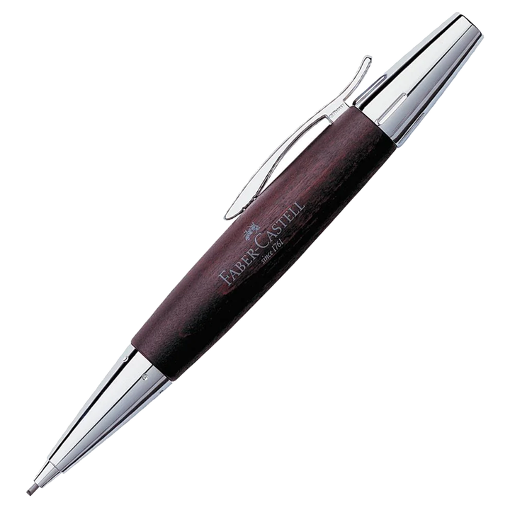 Faber-Castell E-Motion Wood & Polished Chrome-Dark Brown Mechanical Pencil