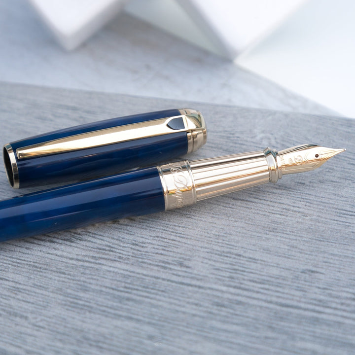 S.T. Dupont Line D Large Fountain Pen - Atelier Blue Lacquer
