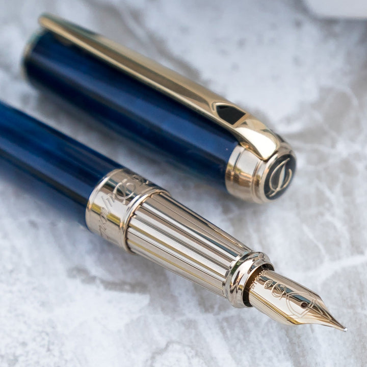 S.T. Dupont Line D Large Fountain Pen - Atelier Blue Lacquer