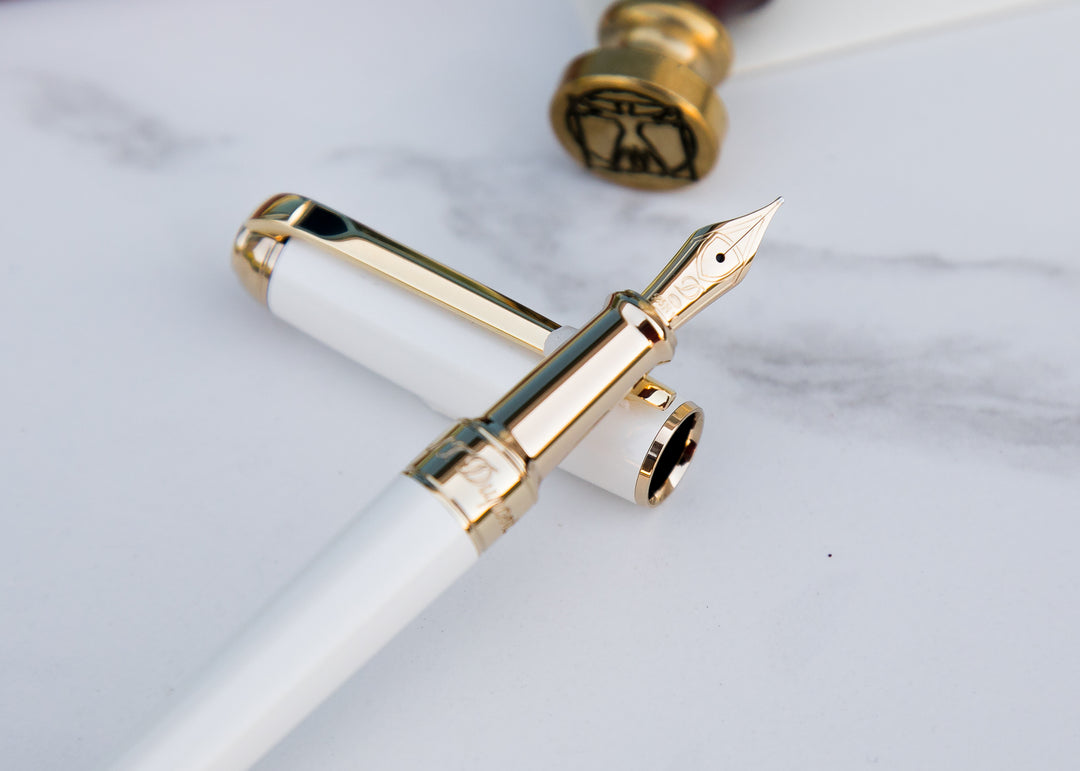 S.T. Dupont Line D Medium Fountain Pen - Pearl White