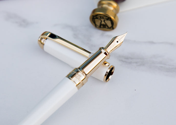 S.T. Dupont Line D Medium Fountain Pen - Pearl White
