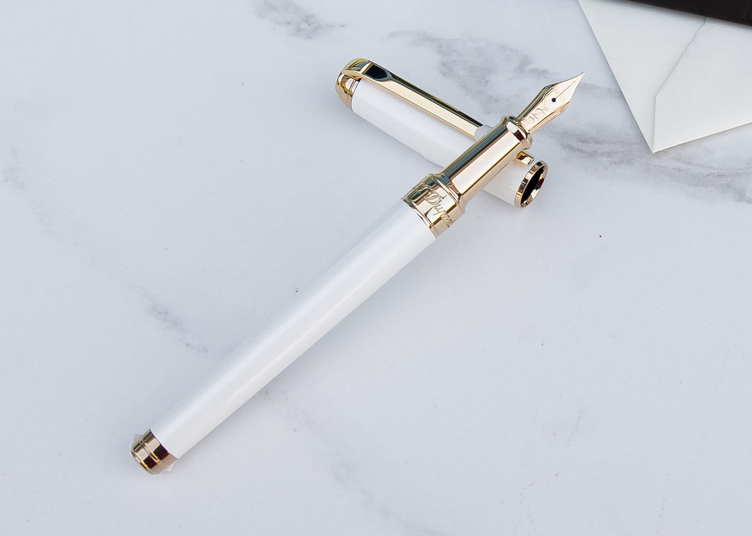 S.T. Dupont Line D Medium Fountain Pen - Pearl White