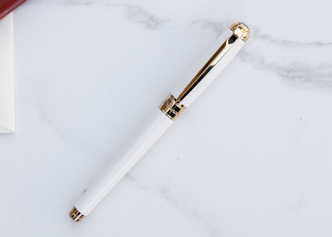 S.T. Dupont Line D Medium Fountain Pen - Pearl White
