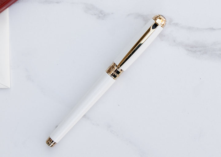 S.T. Dupont Line D Medium Fountain Pen - Pearl White