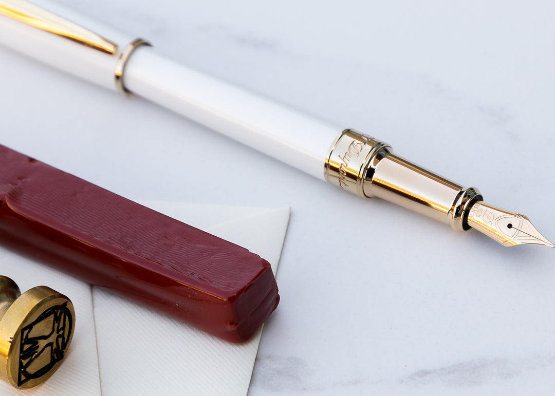 S.T. Dupont Line D Medium Fountain Pen - Pearl White