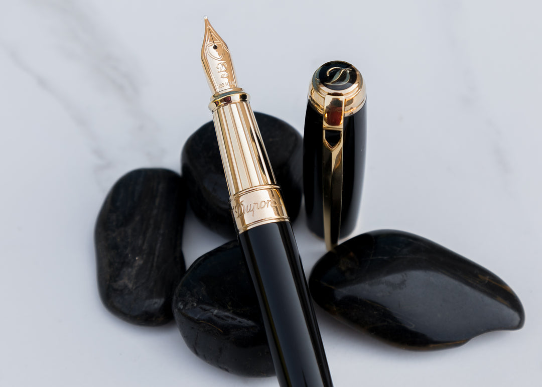 S.T. Dupont Line D Large Fountain Pen - Black & Gold