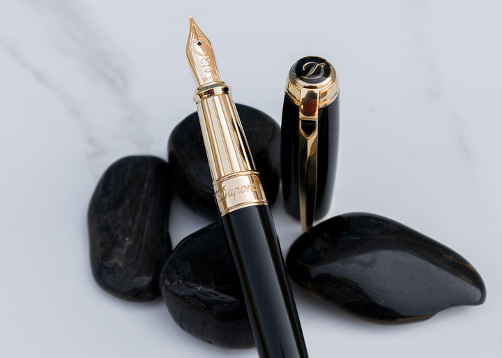 S.T. Dupont Line D Large Fountain Pen - Black & Gold