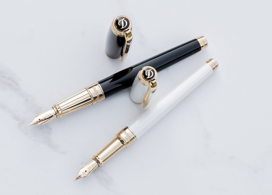 S.T. Dupont Line D Large Fountain Pen - Black & Gold