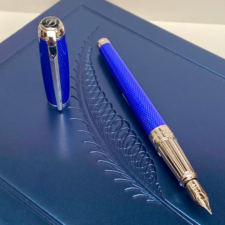 S.T. Dupont Diamond Guilloche Fountain Pen - Sapphire