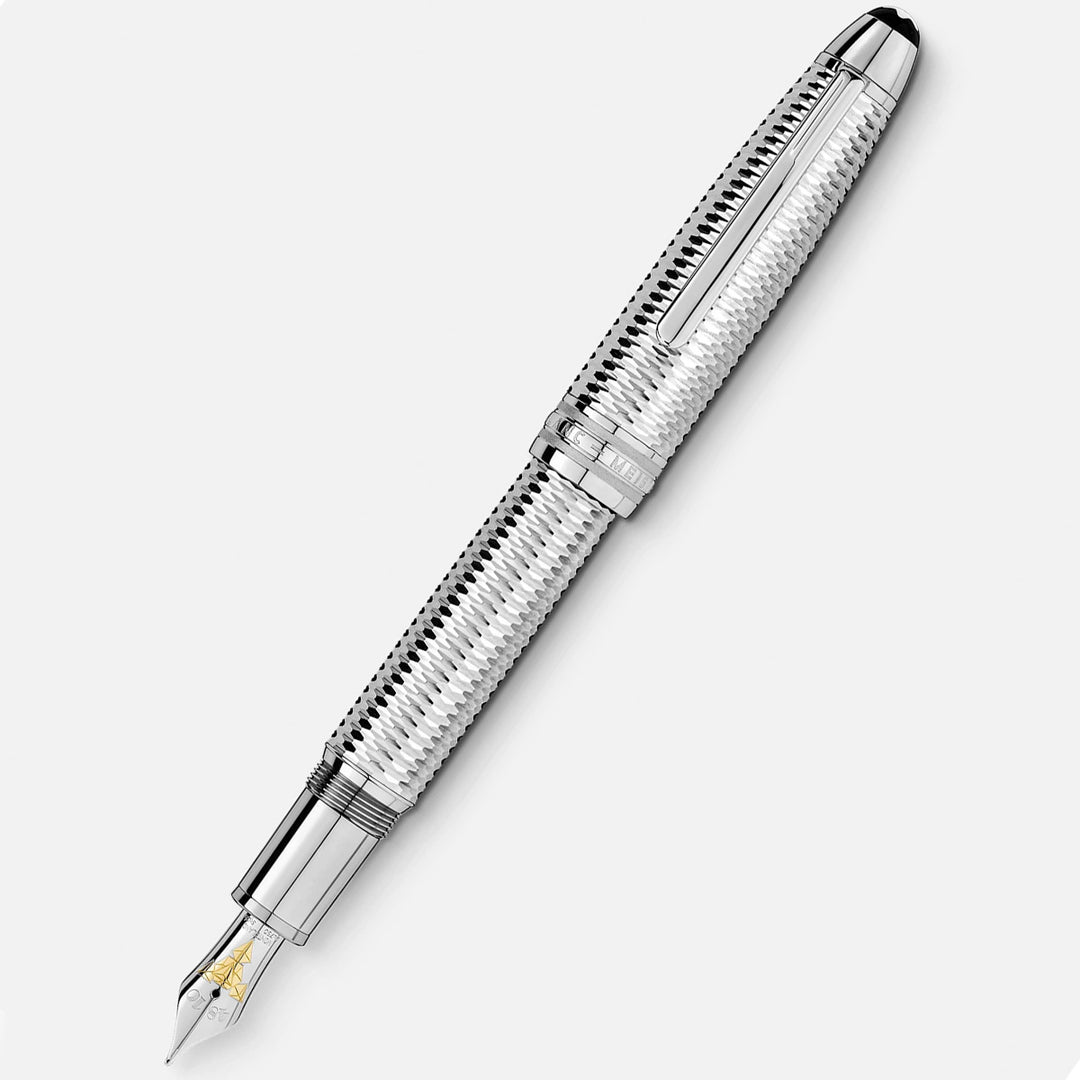 Montblanc Meisterstück Geometry Solitaire LeGrand Fountain Pen-Silver