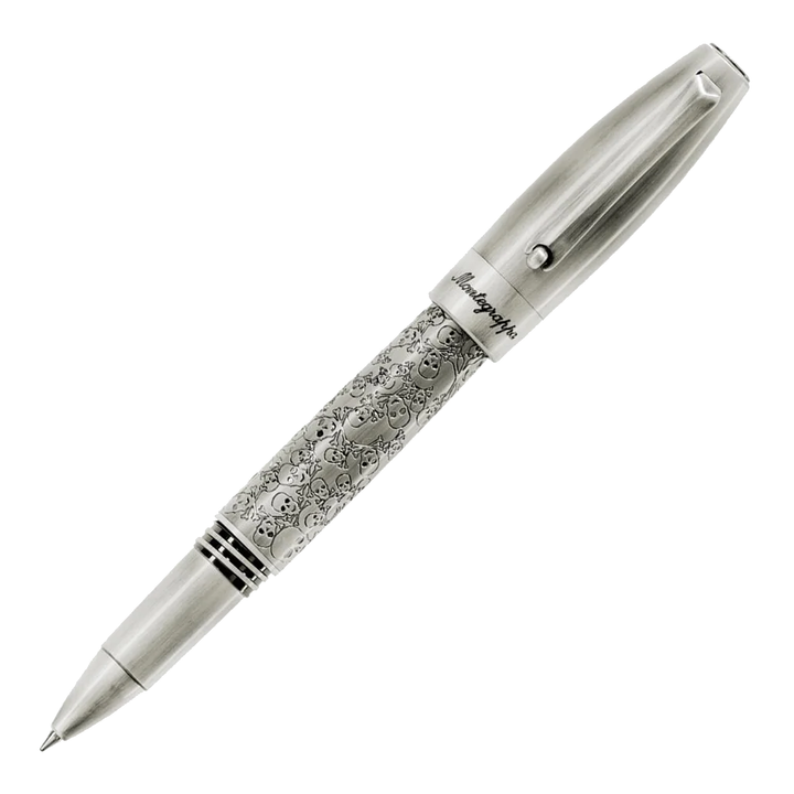 Montegrappa Fortuna Rollerball Pen - Silver Skull