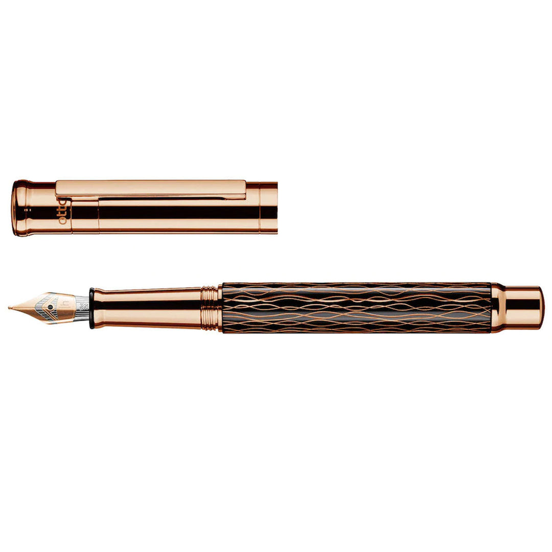 Otto Hutt Design 04 Black and Rose Wave 18K Gold Nib - Fountain Pen