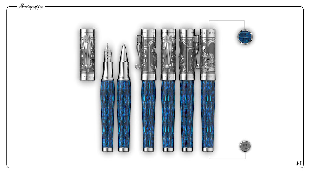 Montegrappa Ten Commandments Blue / Sterling Silver - Fountain Pen