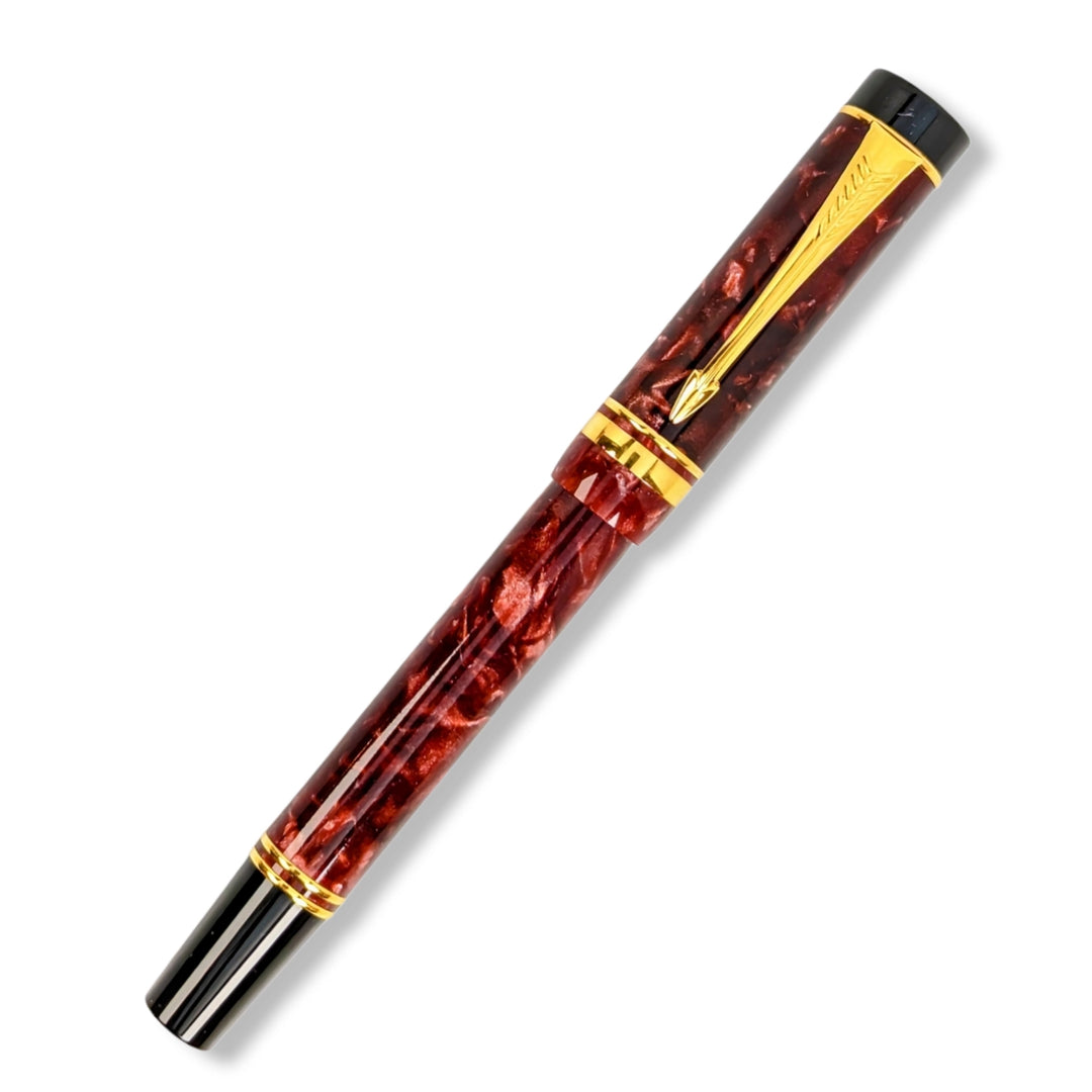 Parker Duofold International Red Marble Fountain Pen