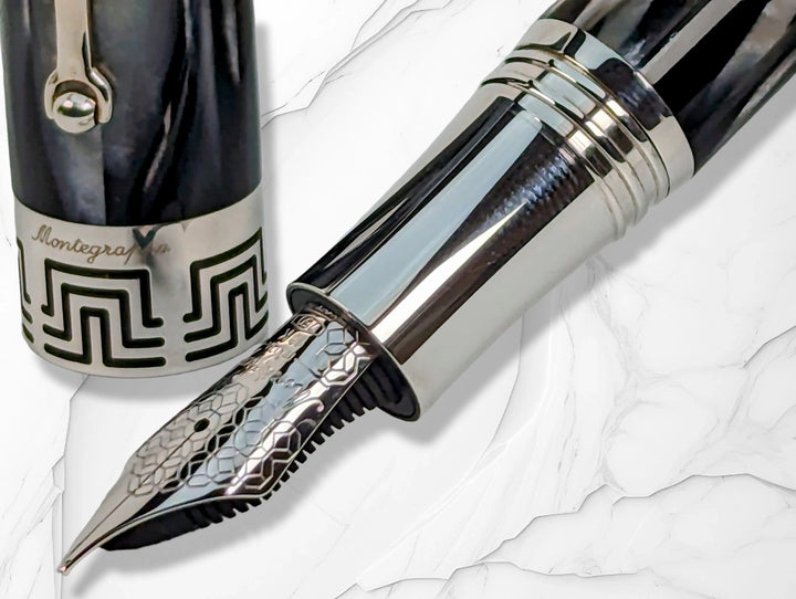 Montegrappa Extra 1930 Black & White Celluloid  - Fountain Pen