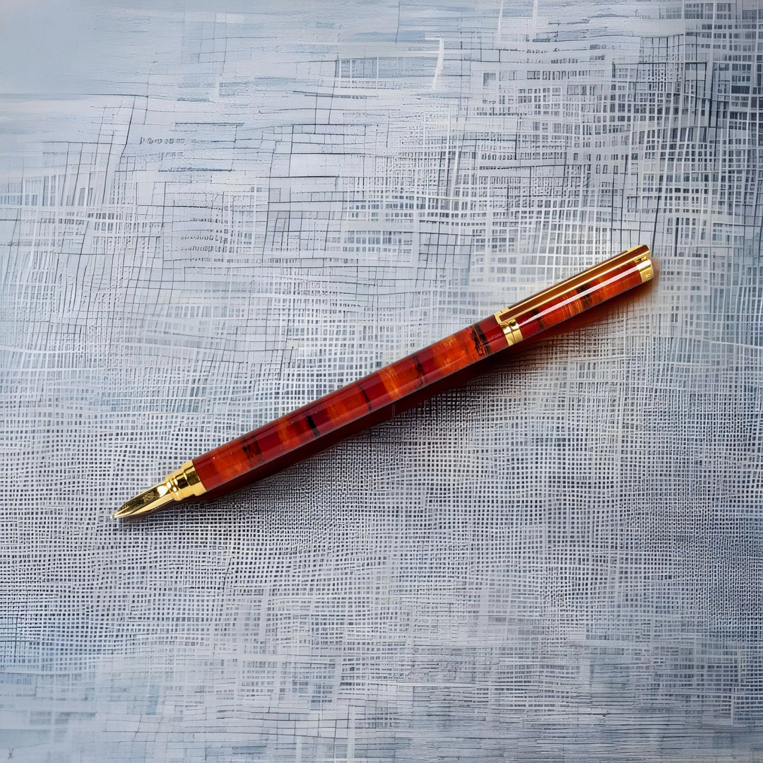 S.T. Dupont Classic Slim Brown Lacquer Fountain Pen - Vintage