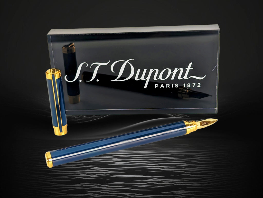 S.T. Dupont Classic Slim Dark Blue Lacquer Fountain Pen - Vintage