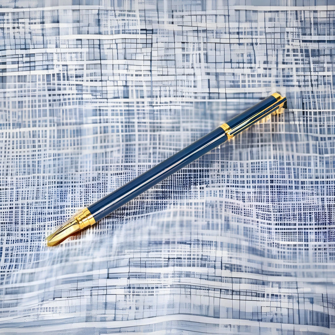 S.T. Dupont Classic Slim Dark Blue Lacquer Fountain Pen - Vintage