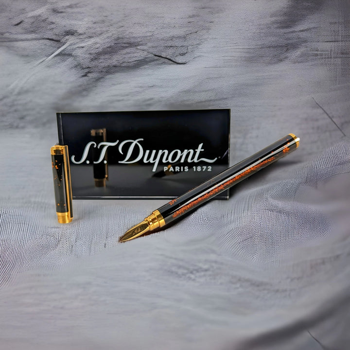 S.T. Dupont Classic Slim Gold Dust & Chinese Lacquer Fountain Pen - Vintage